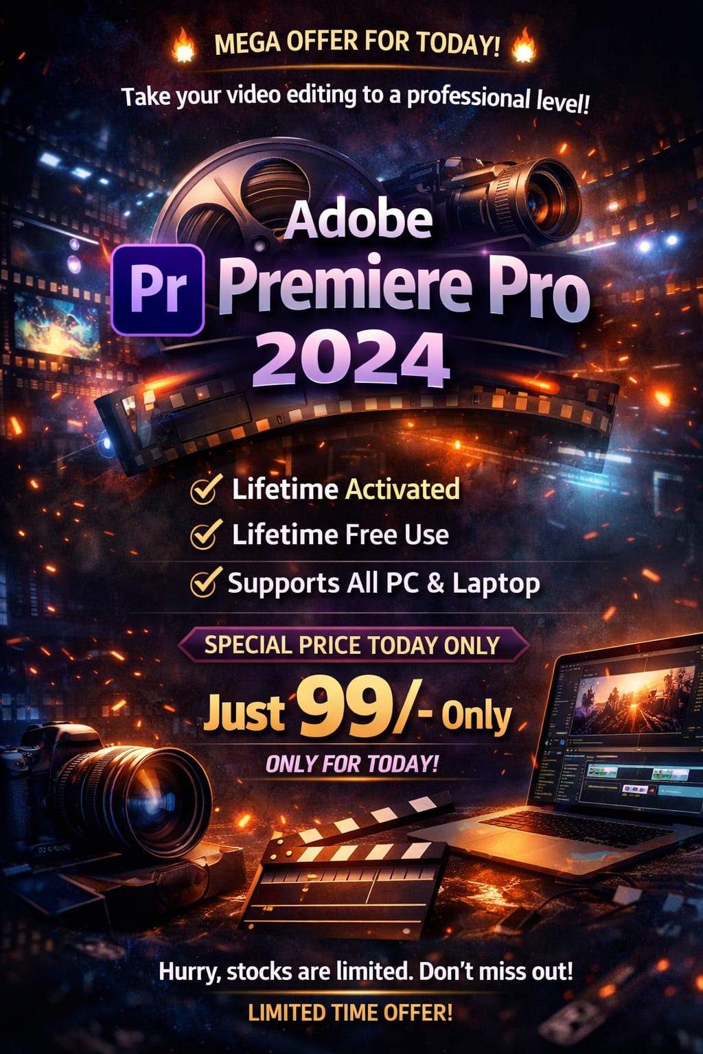 Adobe Premere Pro 2024 Preactivated Software for Lifetime Free Use - Windows Software  template