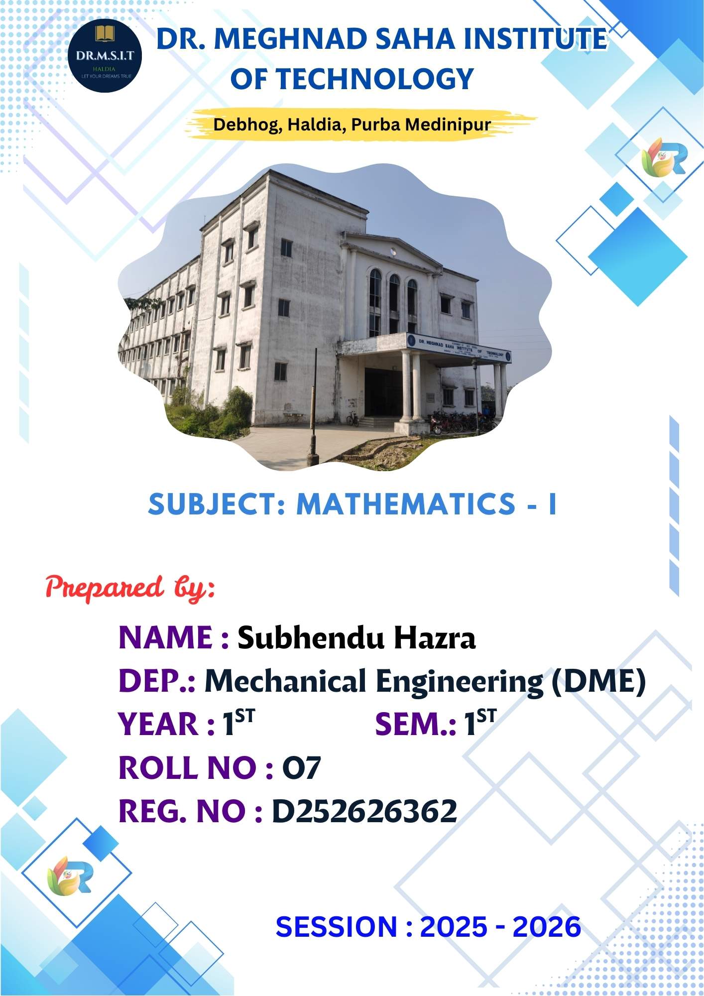College Project Cover Page PSD Design – RGC-0019 - School / College Project template