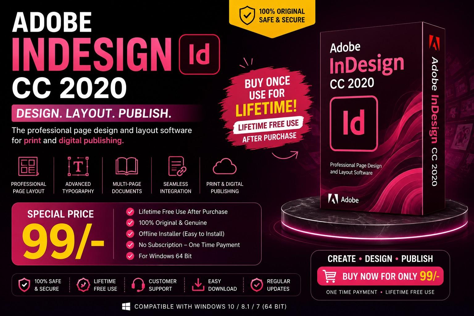 Create. Design. Publish. | Adobe InDesign CC 2020 Lifetime Access for Just ₹99/- - Windows Software  template