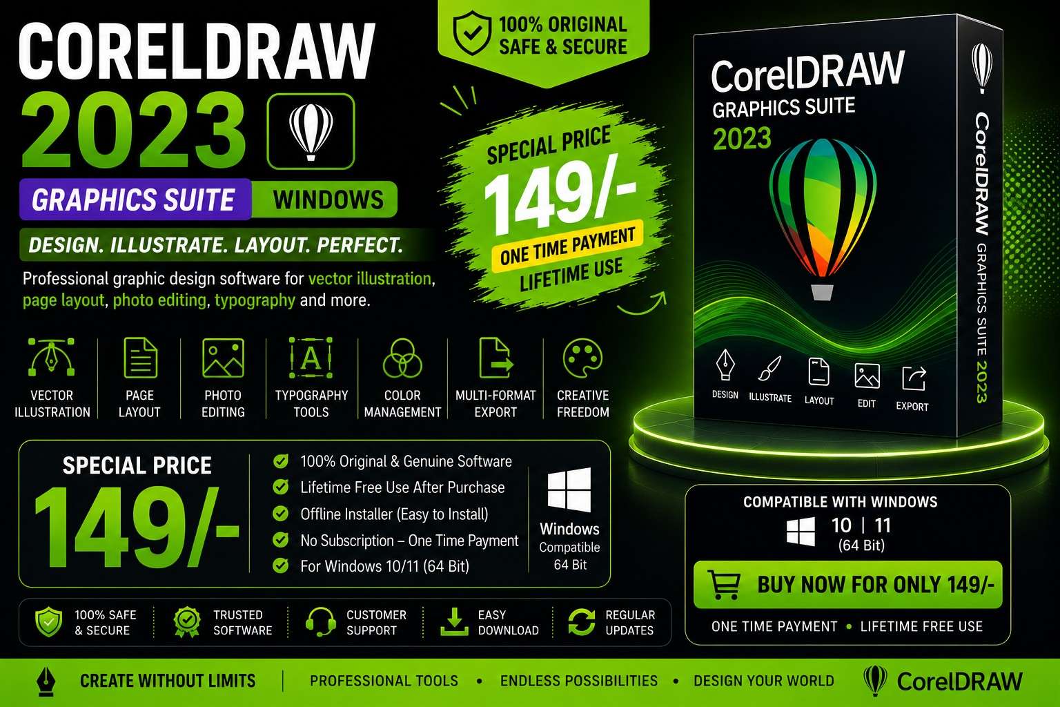 Create Without Limits. | CorelDRAW Graphics Suite 2023 Lifetime Access for Just ₹149/- - Windows Software  template