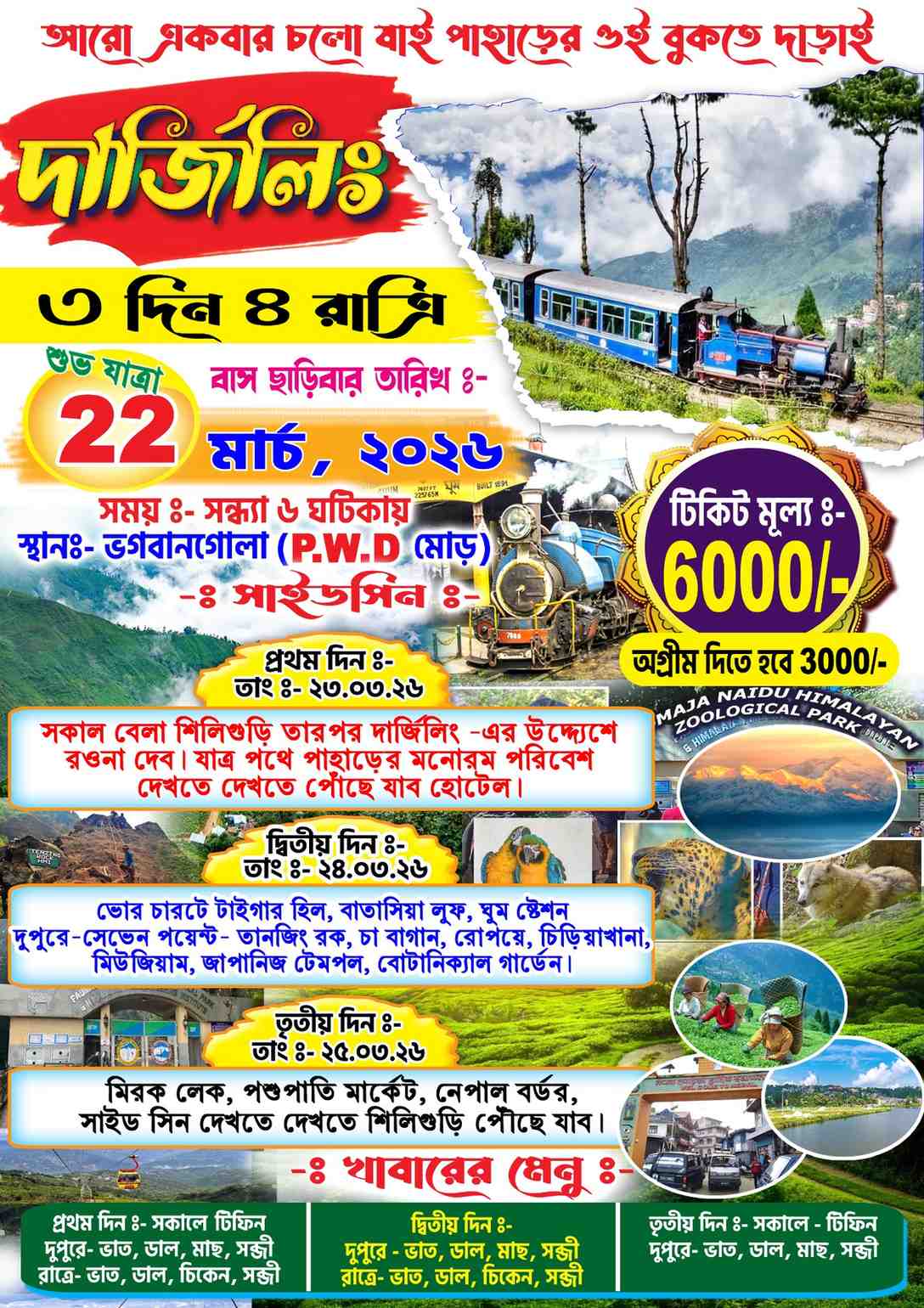 Darjeeling Tour And Travel Poster Design PSD - SJDM - 29 - Visiting Card template