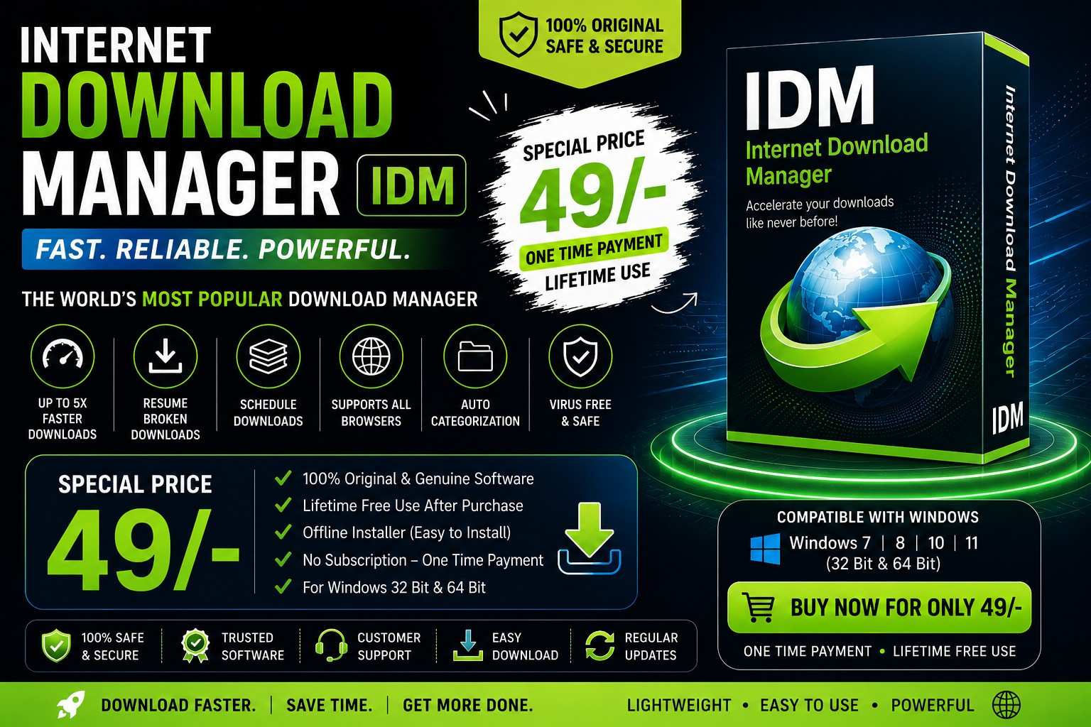 Download Faster. Save Time. Get More Done. | IDM Lifetime Access for Just ₹49/- - Windows Software  template
