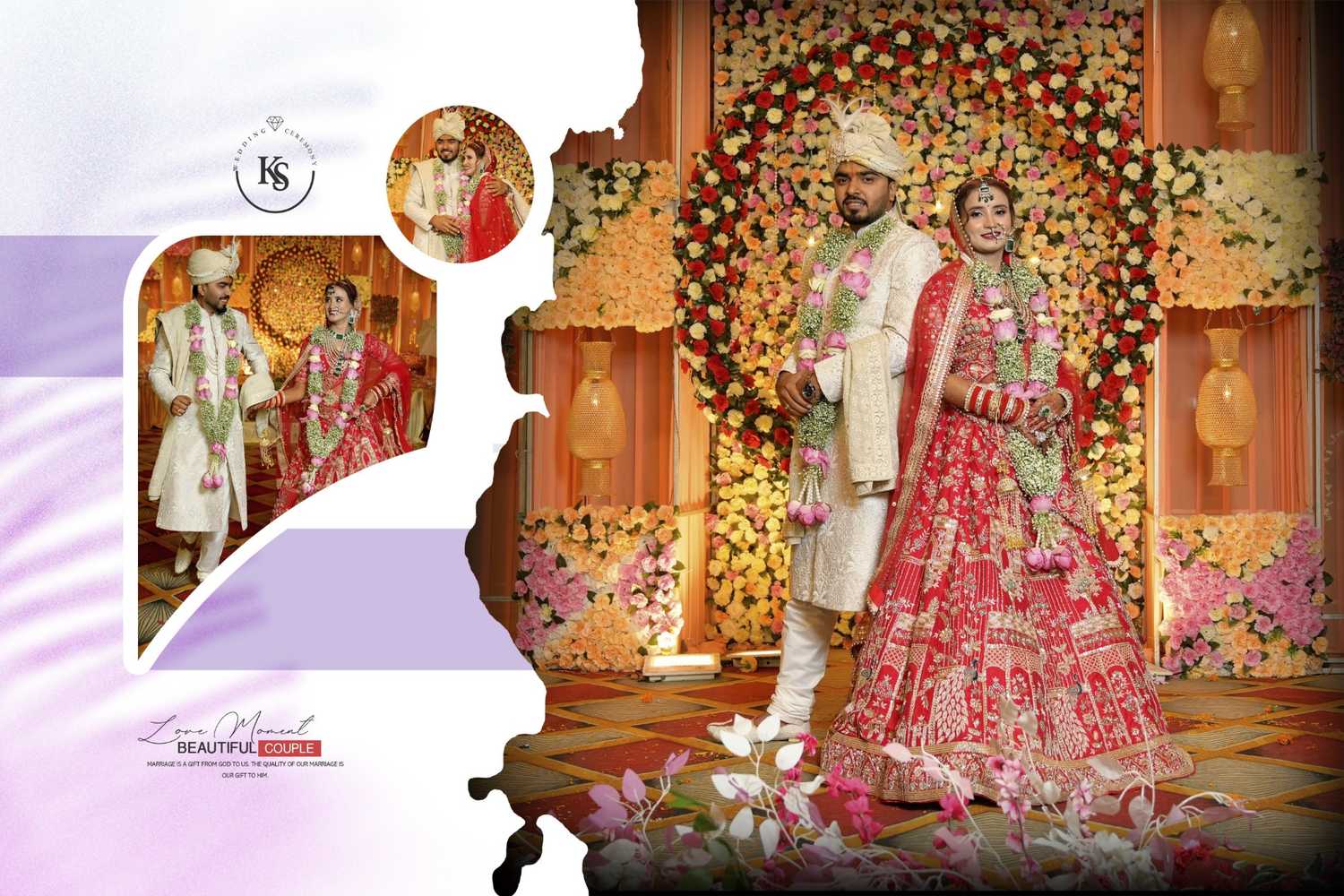 Elegant Wedding Album Cover Page PSD Template 12x18