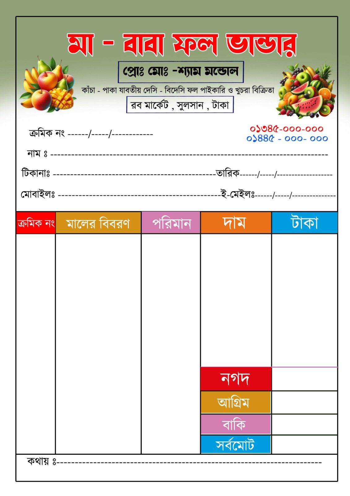 Modern Cash Memo Template PSD | High Quality Invoice Layout (Graphixigo) - Photoshop Templates (PSD) template