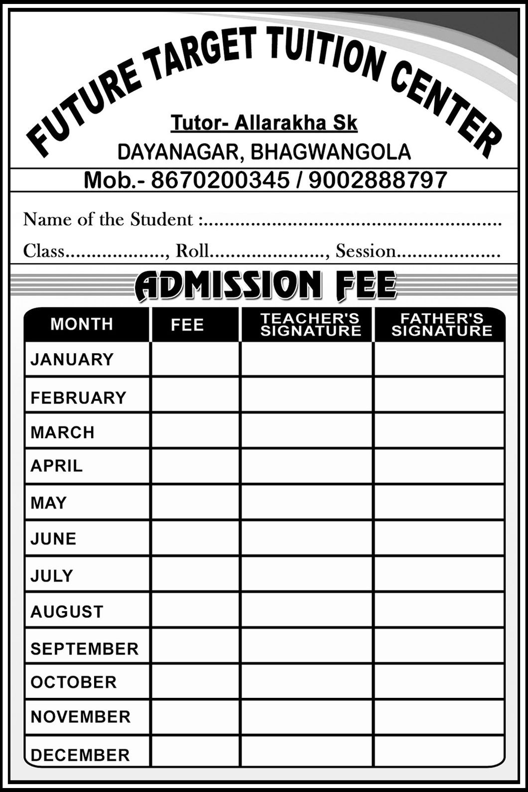 Tuition Centres Admission Fee Card Design PSD SJDM - 63