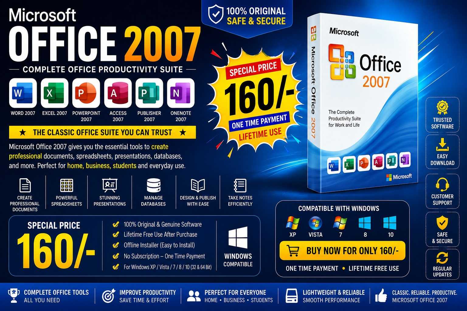 Work. Create. Achieve. | Microsoft Office 2007 Lifetime Access for Just ₹160/- - Windows Software  template